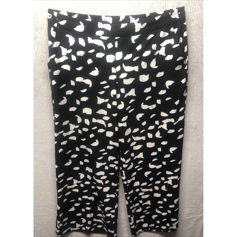 New York And Company Women’s Pants Size Large Black White Pattern Wide Leg